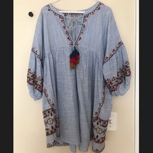 Zara Embroidered Pom Pom Dress